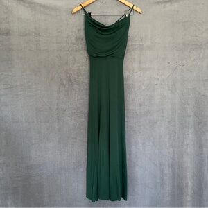 Halara Floor Length Active Dress Built In Bra Strappy Back Slit Green Women's M